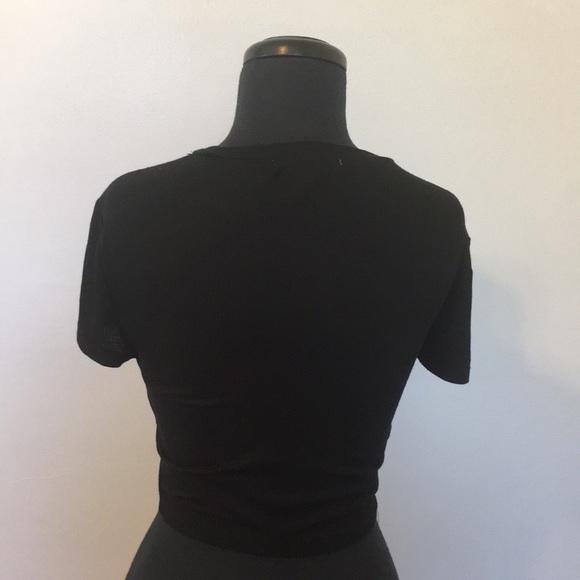 BCBGeneration Solid Black Crop Top T-Shirt, XXS - Picture 4 of 7